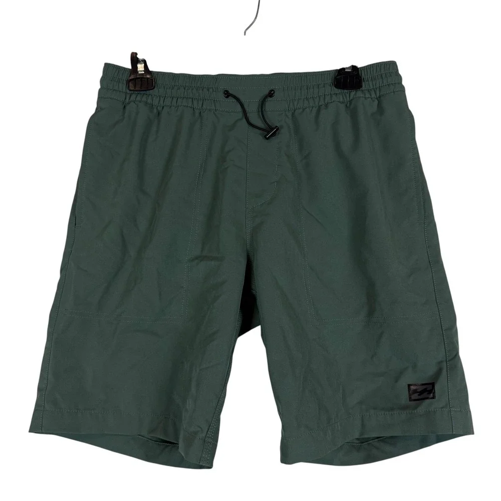 Billabong Shorts Mens Small Green Swim Trunks Lined Elastic Waist Pockets Mesh
